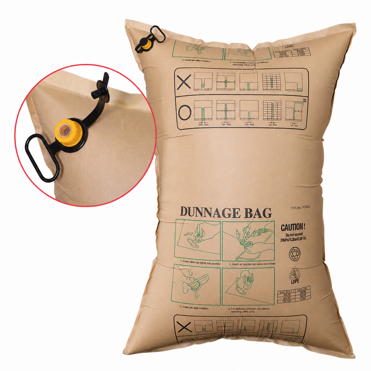 Heavy Duty PP Woven Air Dunnage Bags for Cargo Shipping Container Cushioning Protection